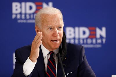 In this June 11, 2020, photo, Democratic presidential candidate former Vice President Joe Biden speaks during a roundtable on economic reopening with community members in Philadelphia. Bidenâ€™s search for a running mate is entering a second round of vetting for a dwindling list of potential vice presidential nominees, with several black women in strong contention. (AP Photo/Matt Slocum)