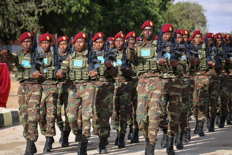 The Somali Armed Forces. The country's president has vowed to eliminate the Al Shabab by the end of his second term in 2024. AP Photo