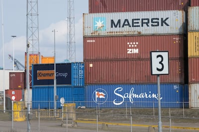 Shipping containers idle in Rotterdam, in the Netherlands, because of sanctions on Russia. Bloomberg