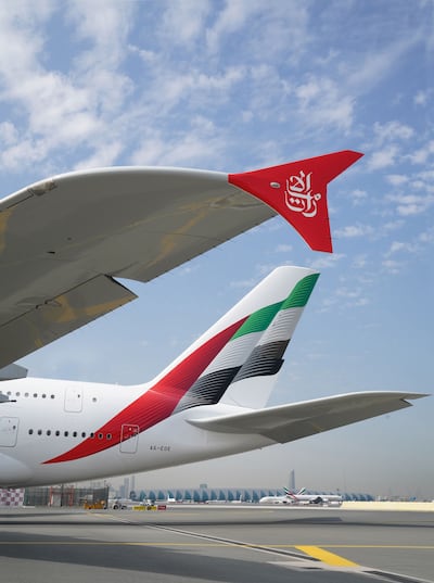 Emirates' new livery includes updates to the wingtip and tail. Photo: Emirates