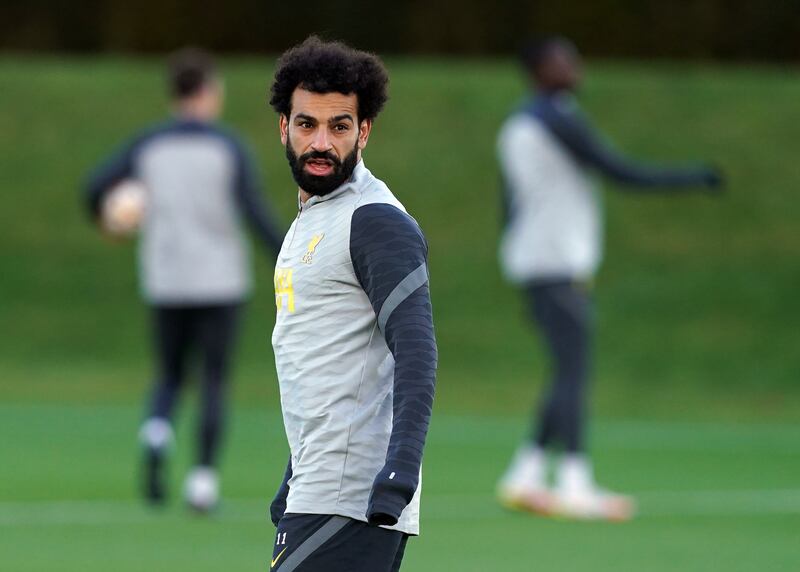 Liverpool's Mohamed Salah during a training session at the AXA Training Centre, Liverpool. PA