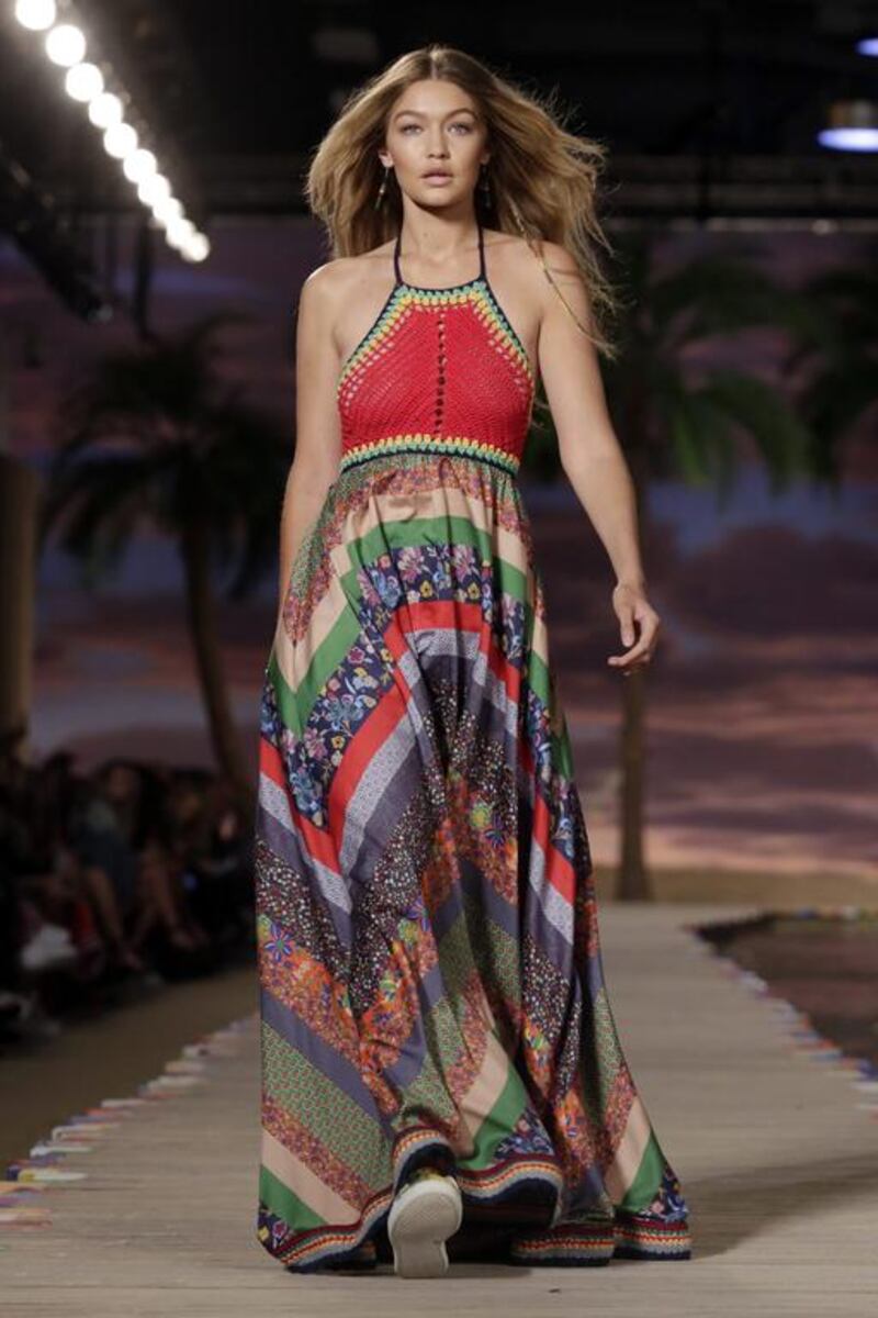 Gigi Hadid models fashion from the Tommy Hilfiger Spring 2016 collection during Fashion Week. Richard Drew / AP photo