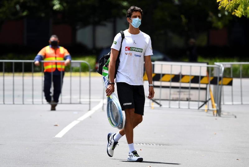 Marcelo Melo of Brazil walks back to the hotel after a training session. AFP