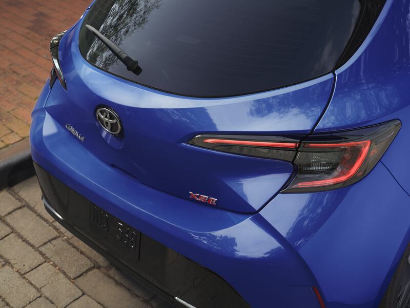 Rearside view of the new Corolla hatchback.