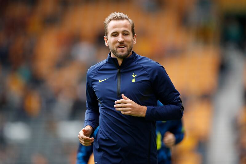 Tottenham Hotspur's Harry Kane warms up at the Molineux Stadium. Reuters