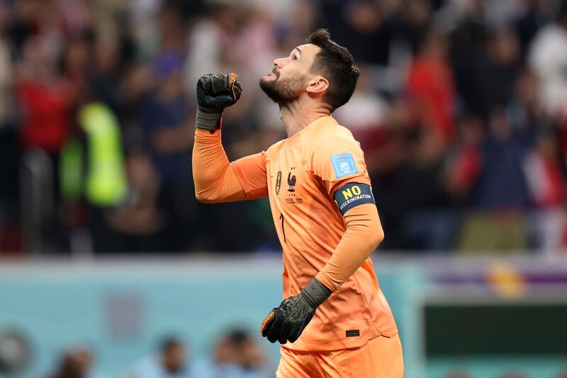 France goalkeeper Hugo Lloris celebrates the opening goal. Getty