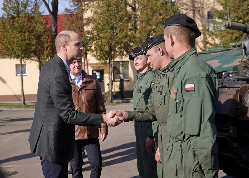 Prince William and Mr Blaszczak during a visit to the base, which has been heavily involved in providing support to Ukraine. Getty 