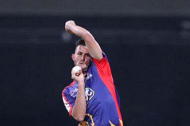 Karachi Kings' Australian fast bowler Aaron Summers  during the PSL match against Multan Sultans in 2019 in Abu Dhabi. Chris Whiteoak / The National