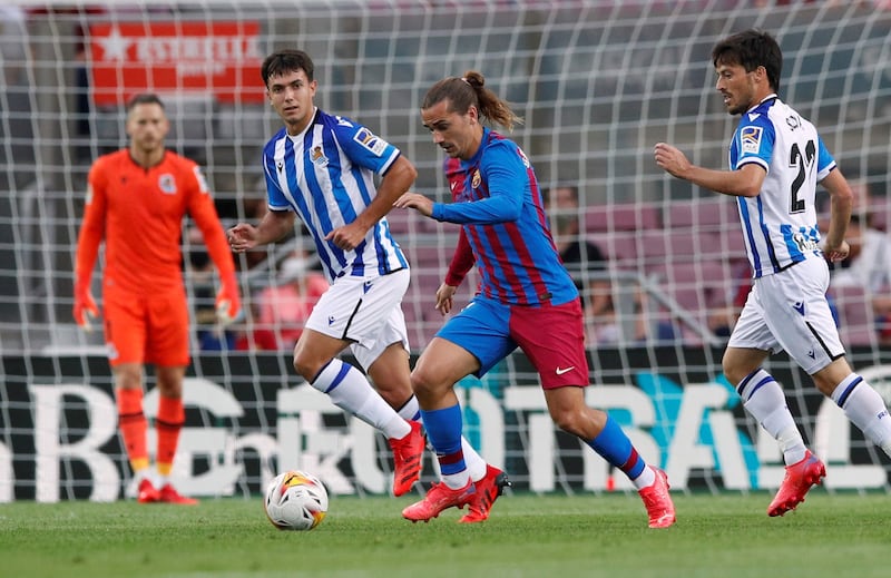 Antoine Griezmann in action for Barcelona against Real Sociedad during a Liga match. Reuters