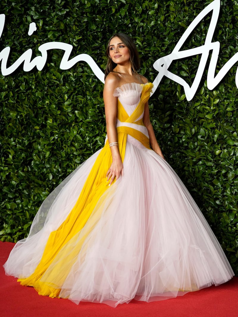 Olivia Culpo in Ralph & Russo arrives at the 2019 British Fashion Awards in London on December 2, 2019. EPA
