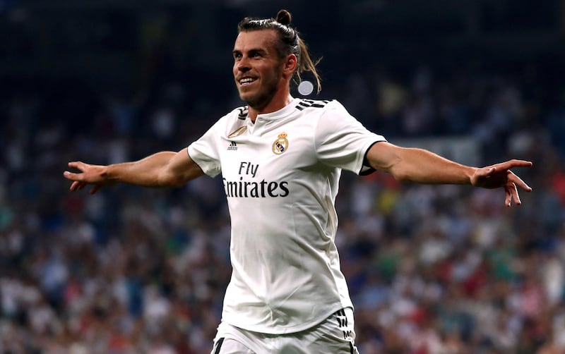 Gareth Bale celebrates scoring Real Madrid's first goal. Reuters