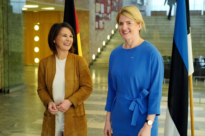 German Foreign Minister Annalena Baerbock (L) met her Estonian counterpart Eva-Maria Liimets in Tallinn. Reuters