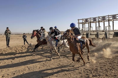 They're off! Competitors in the weekly racing event. AFP