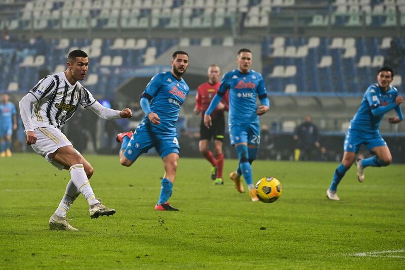 Juventus' Portuguese forward Cristiano Ronaldo shoots on goal. AFP