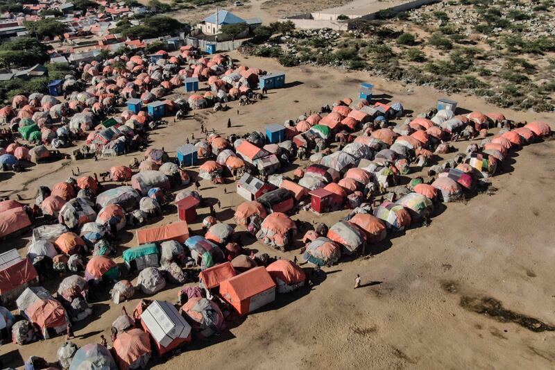 Makeshift tents at Limaan camp in Mogadishu, which houses people internally displaced by severe drought in Somalia. AFP