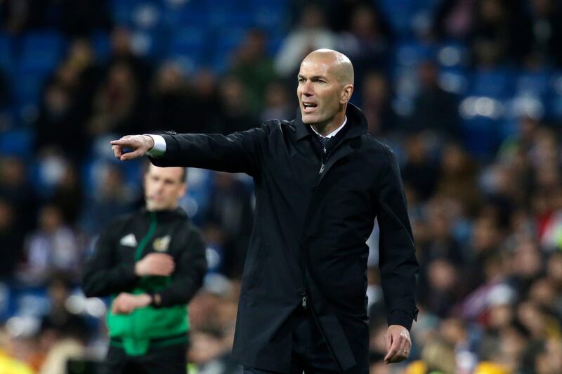Zinedine Zidane during the match against Huesca. Getty Images