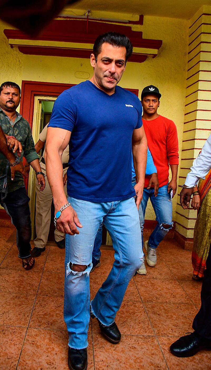 Bollywood actor Salman Khan leaves after casting his vote at a polling station during the state assembly election in Mumbai on October 21, 2019.  AFP