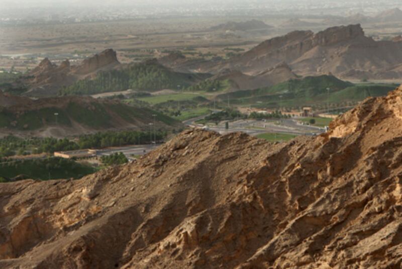 AL AIN - OCTOBER 14,2010 - A view of a vilage on top of Jebel Hafeet in Al Ain. ( Paulo Vecina/The National )