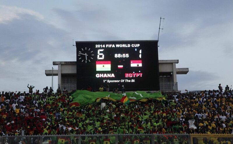 Ghana 6-1 Egypt. The scoreboard said it all in this one. Egypt came into the contest with high spirits but those were thoroughly dashed by Ghana, whose huge win has neutralised the second leg of the the CAF play-off. Luc Gnago / Reuters