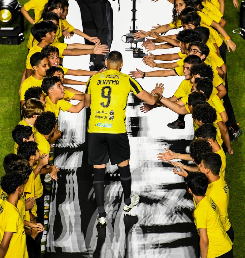 Former Real Madrid striker Karim Benzema was unveiled as an Al-Ittihad player in front of thousands of fans in Saudi Arabia. Photo: Al-Ittihad