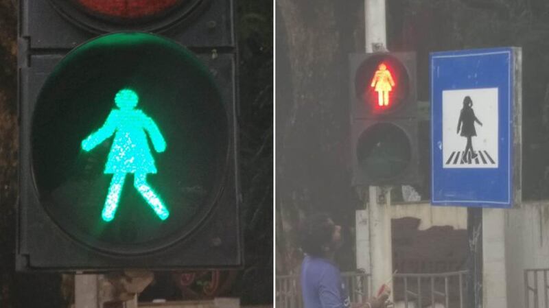 Indian politician Aaditya Thackeray announced some of Mumbai's traffic symbols will be female. Twitter / Authackeray