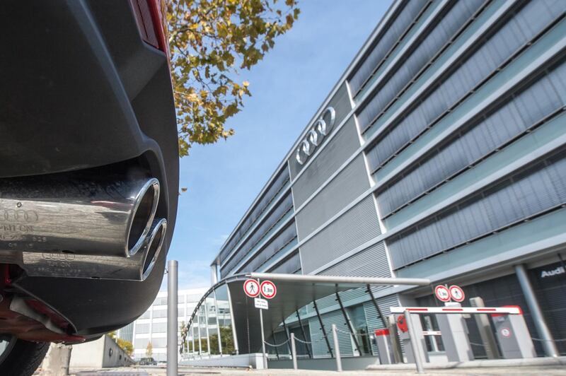 epa07096684 (FILE) - The exhaust pipe of an Audi car in front of the headquarters of Audi in Ingolstadt, Germany, 03 October 2016 (reissued 16 October 2018). According to reports, German carmaker Audi has accepted to pay a fine of 800 million Euros over illegal software manipulation of Diesel cars.  EPA/ARMIN WEIGEL  GERMANY OUT