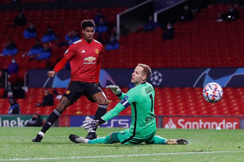 Rashford scores his first after coming on as a sub. Reuters