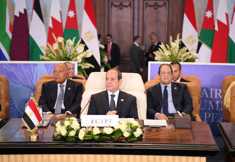 President Abdel Fattah El Sisi at the Cairo Peace Summit in Egypt on Saturday. EPA