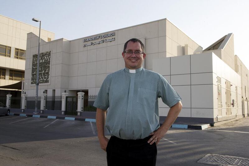 Rev Canon Andrew Thompson at St Andrews Church in the Al Mushrif area of Abu Dhabi. (Christopher Pike / The National)