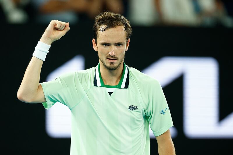 Daniil Medvedev after winning a point. Getty