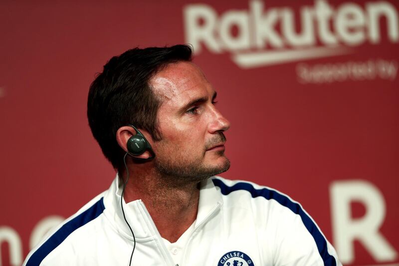 Chelsea manager Frank Lampard listens to questions from reporters. AFP