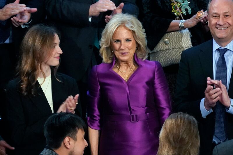 First lady Jill Biden arrives at the State of the Union speech. AP