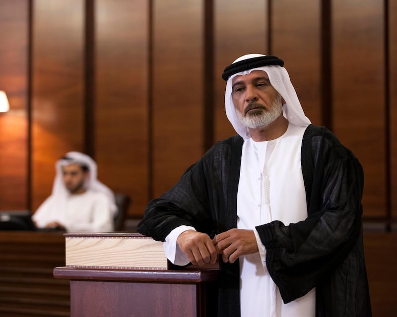 Mansour Alfeely as an Emirati lawyer in Justice / Qalb Al Adala. Courtesy Imagenation Abu Dhabi