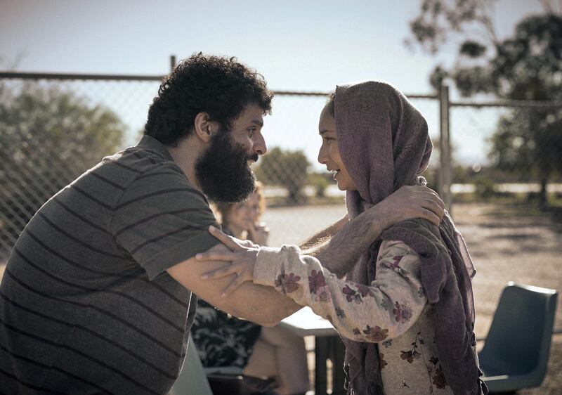 STATELESS (L to R) FAYSSAL BAZZI as AMEER and SORAYA HEIDARI as MINA in episode 102 of STATELESS Cr. BEN KING/NETFLIX © 2020