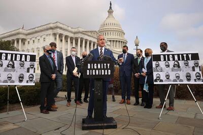 WASHINGTON, DC - MARCH 17: Rep. Mario Diaz-Balart (R-FL) speaks during a news conference about immigration outside the U.S. Capitol on March 17, 2021 in Washington, DC. Diaz-Balart joined fellow GOP members of the House to announce a plan to overhaul the immigration system, which would include giving citizenship to Dreamers, reform the asylum process and creating a 10-year path to citizenship for undocumented immigrants.   Chip Somodevilla/Getty Images/AFP
== FOR NEWSPAPERS, INTERNET, TELCOS & TELEVISION USE ONLY ==
