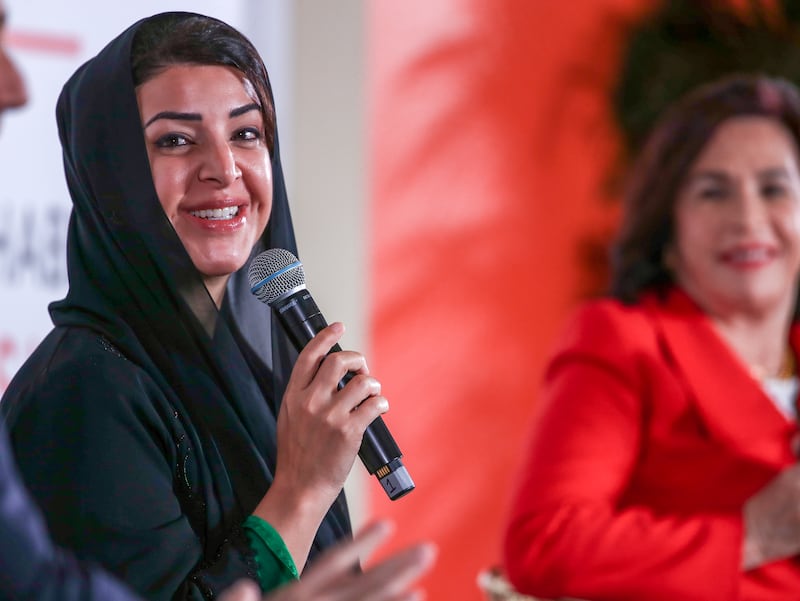 Reem al Hashimy, UAE's Minister of State for International Co-operation, speaking at the Forbes 30/50 Summit in Abu Dhabi. Victor Besa / The National
