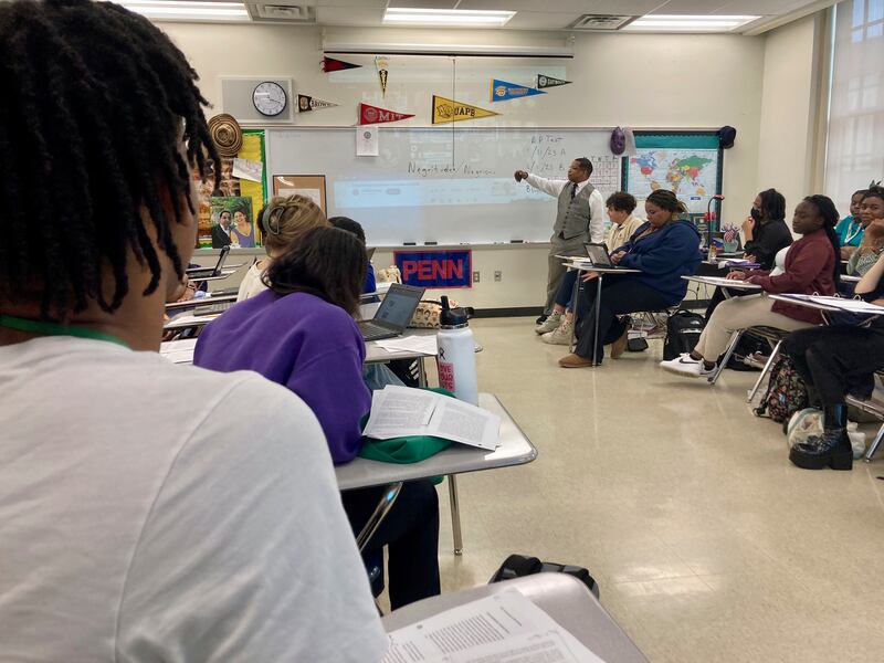 An instructor teaches AP African-American studies to a group of pupils in Baton Rouge, Louisiana. AP