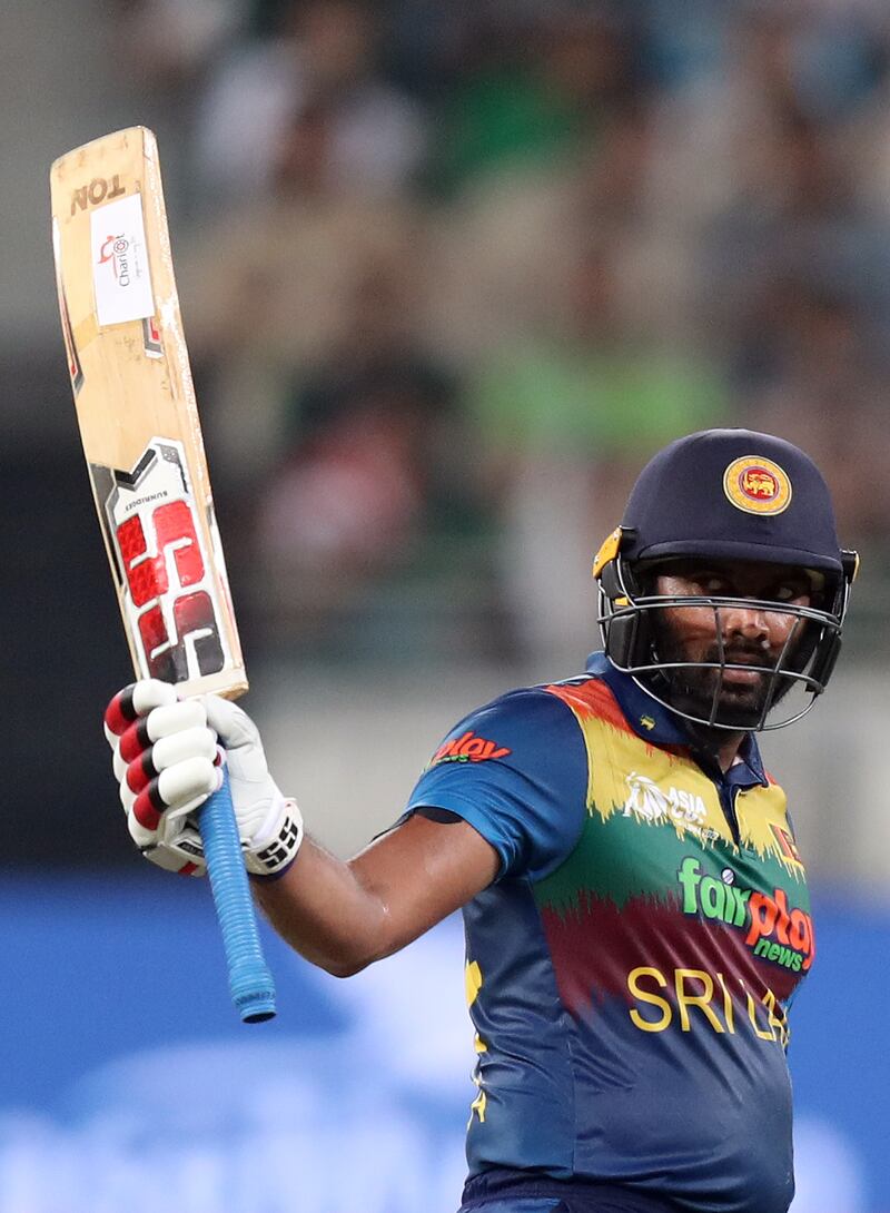 Sri Lanka's Bhanuka Rajapaksa after reaching 50.