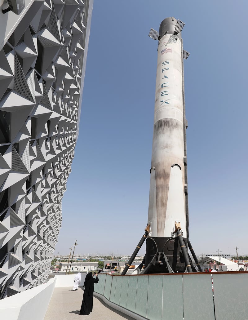 Unlike at Expo 2020, the rocket model is being displayed horizontally at the space centre in Dubai's Al Khawaneej district. EPA
