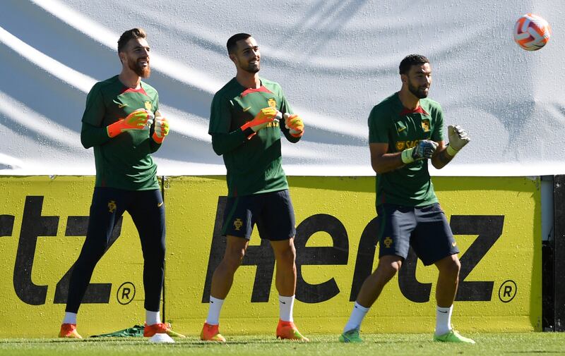 Left to right: Portugal goalkeepers Jose Sa, Diogo Costa and Rui Patricio. AFP