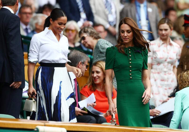 Meghan, Duchess of Sussex, in the Royal Box ahead of the final between Serena Williams of the US and Romania's Simona Halep. Reuters