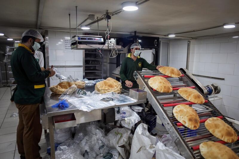 Flat bread inside the kitchen at a local bakery in Beirut. Bloomberg