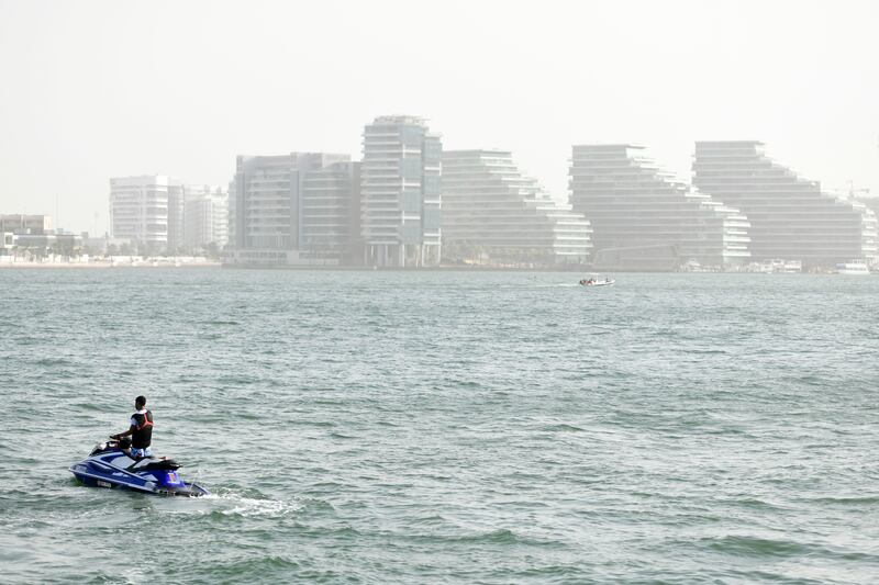 Water sport activities along Yas Bay Waterfront in Abu Dhabi. 

