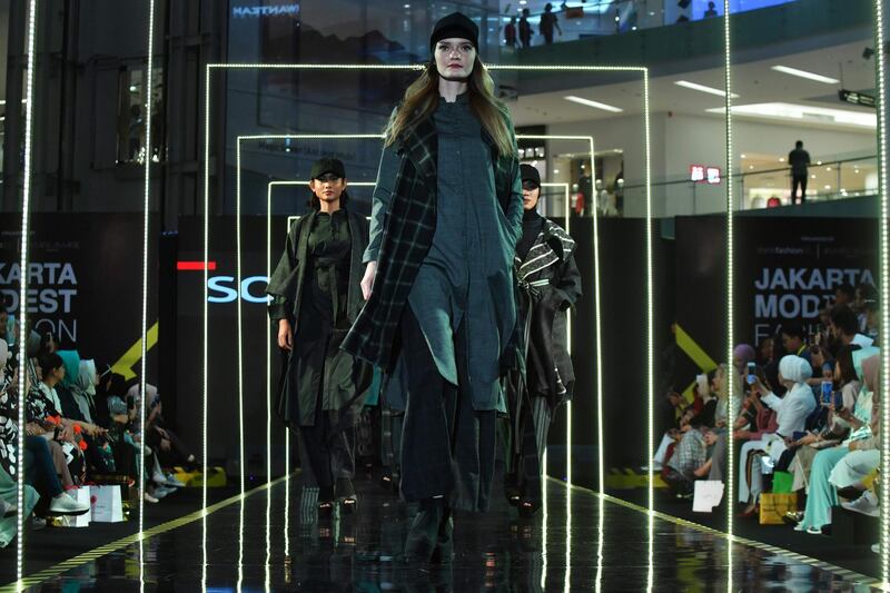 Indonesian designer Sofie played with layers for her modestwear collection. AFP