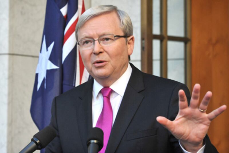 Australia's Prime Minister Kevin Rudd addresses the media after calling a general election. AFP Photo