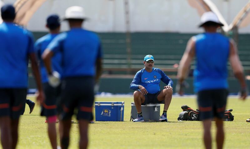 Cricket - Sri Lanka v India - India's Team Practice Session - Galle, Sri Lanka - July 24, 2017 - India's cricket team coach Ravi Shastri looks on ahead of their first test match. REUTERS/Dinuka Liyanawatte