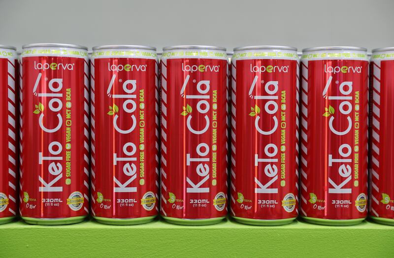 Keto Cola on display at the Laperva stand.