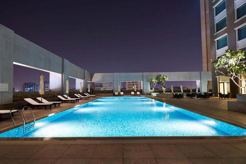 The outdoor swimming pool at Hotel Nikko Saigon has a terrace that overlooks Ho Chi Minh City. Courtesy Nikko Saigon