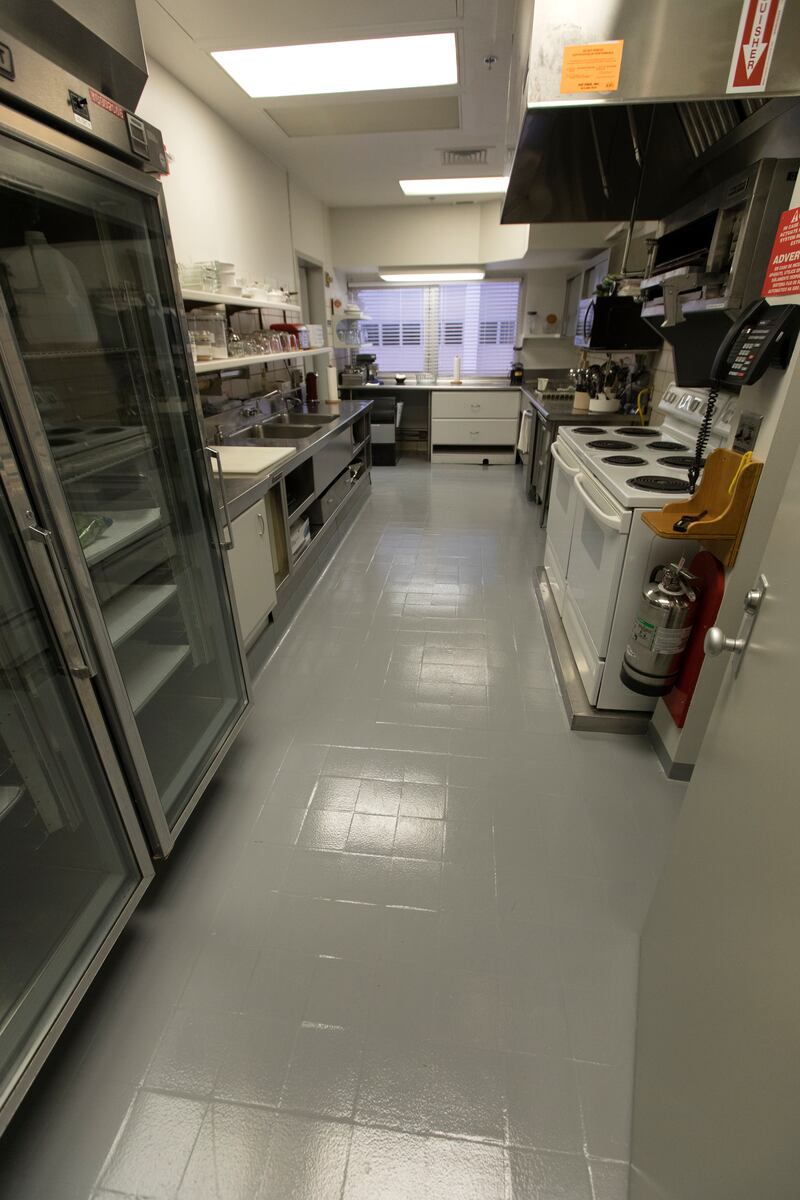 The kitchen in the Neil Armstrong Operations and Checkout Building at Kennedy Space Centre in Florida