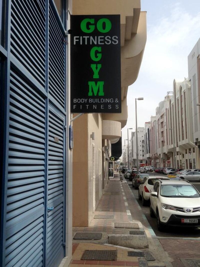 The entrance to Go Fitness Gym off Delma Street, just one of the street gyms that have sprung up in Abu Dhabi. John Dennehy / The National